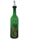 Review ArtisanStreet  / ArtisanStreet's Green Glass Olive Oil Bottle. Hand Painted with Fruit Design of Pear, Apple and Grapes. Features Open & Close Spout. Made to Order, Signed by Artisan.