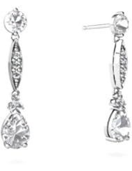Genuine White Topaz 14kt White Gold Dangle Drop Earrings