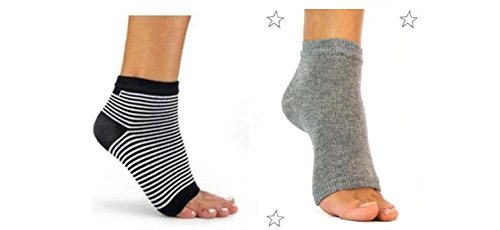 Freetoes Toeless Sock X 2 Pair (1- Grey ,1-Black/White Stripe)
