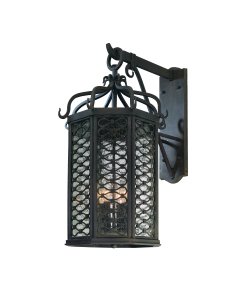 Troy Lighting BF2374OI Los Olivos Energy Smart 1 Light Outdoor Wall Light in Old Iron with Amber Mist glass