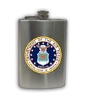 Military 8 oz. Stainless Steel Hip Flask with Funnel Gift Set : United States Air Force Logo