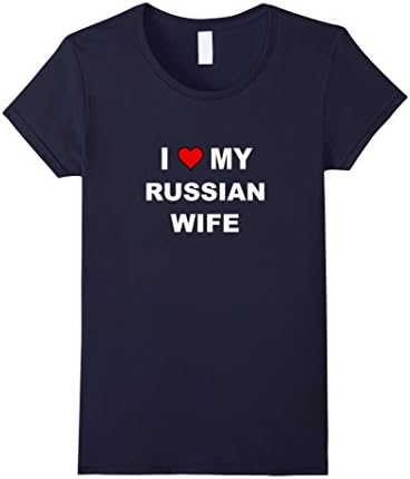 Women's I Love My Russian Wife T Shirt Medium Navy