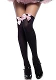 White Thigh High Stocking w/ Black Bow