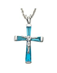 .925 Sterling Silver December Crucifix Pendant on 18" Chain Necklace Birthstone Jewelry Birthstone Crucifix Pendant Necklaces Gift Boxed w/Chain Necklace 18" (Including Lobster Claw) Gift Boxed