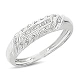 1/6 Carat T.W. Round Cut Diamond Men's Wedding Ring 10K White Gold Wedding Ring - Free Gift Box -