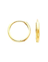 14k Yellow or White Gold 2mm Small Domed Huggies Earrings for Kids and Teens 0.4" or 11mm Diameter