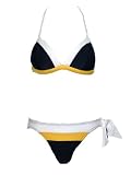 Be Creative Grey & Yellow Halter Bikini w/Tie S/P