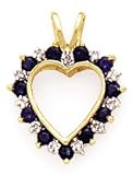 10k Gold, Diamond & Sapphire Heart Pendant (0.65ctw)