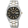 Seiko #SNE047 Men's Two Tone Black Dial Solar Quartz Watch