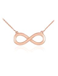 14k Polished Solid Rose Gold Infinity Pendant Necklace
