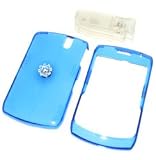 PCMICROSTORE Brand Rim BlackBerry 8300 Curve PDA Smart Phone Translucent Blue Snap-On Crystal Protective Case Cover with Removable Belt Clip