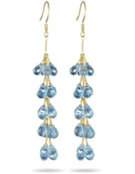 35.00+ Cts Swiss Blue Topaz Grapevine Earrings in 18K Yellow Gold