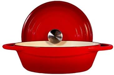 Fancy Cook Light Enamel Cast Iron Red Round Casserole, 2.75 Quart
