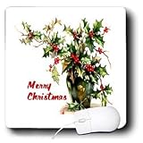 SmudgeArt Vintage Christmas Designs - Holly Leaves Merry Christmas - Mouse Pads