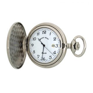 Mount Royal - Polished Chrome Plated Arabic Full Hunter Quartz Pocket Watch - B24 - (WW1704) - 4.4cm diameter x 0.9cm depth