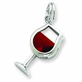 Sterling Silver Red Cz Wine Glass Charm