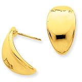 14k Gold Inverted Oval Button Earrings