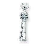 Sterling Silver Seattle Space Needle Charm with 20 inch Sterling Silver Chain