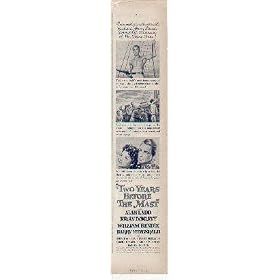 1946 Movie Ad, "TWO YEARS BEFORE THE MAST" Starring ALAN LADD, BRIAN DONLEVY, WILLIAM BENDIX, BARRY FITZGERALD with Howard Da Silva, Esther Fernandez, Albert Dekker, Luis Van Rooten, and Darryl Hickman. Produced by Seton I. Miller. Directed by John Farrow. Screen Play by Seton I. Miller and George Bruce. Based on the Novel by Richard Henry Dana, Jr. A Paramount Picture. A4193A. **THIS IS AN AD / POSTER, NOT A DVD**