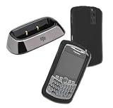 Combo of Charging Pod and Black Silicone Skin Cover Case for Blackberry Curve 8300 8330 8320 8310