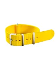20mm Classic SS Nylon Solid Yellow - Easily Interchangeable Replacement Military Watch Band / Strap - Fits All Watches!!!