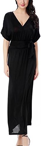 Allonly Women's Sexy V Neck Plus Size Party Bohemia Clubwear Maxi Gown Dress