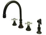 Elements of Design ES2795PX Deck Mount Kitchen Faucet with Brass Sprayer, Adjustable Spread, Oil Rub