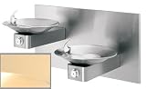 Garden Water Features & Outdoor Fountains item: Haws 1011-SATINGOLD Satin Gold Hi-Lo Barrier-Free, Wall Mounted, Dual Stainless Steel Drinking Fountains with Back Panel. 1011
