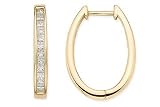 1 Carat Princess Cut Diamond 14K Yellow Gold Hinged Hoop Earrings