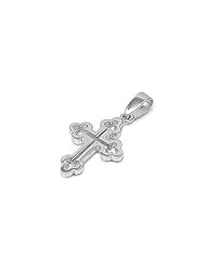 Sterling Silver Budded Cross Pendant Outline Charm Solid 925 Italy New 20mm with 2mm Figaro Chain