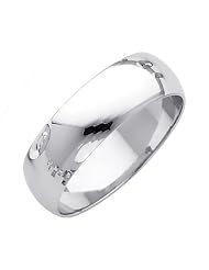 14k White Gold 6mm Plain Wedding Ring Ring for Men & Women - Size 8.5 by The World Jewelry Center