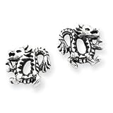 Sterling Silver Antiqued Dragon Post Earr
