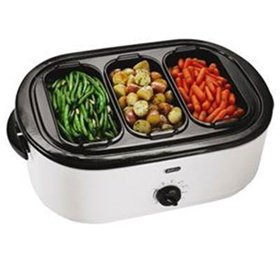 Oster CKSTRS71 18-Quart Roaster Oven with Buffet Server, White