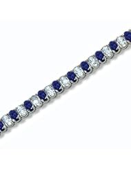 14k Solid Gold Oval Diamond Sapphire Tennis Bracelet (7.98 cts.tw.)