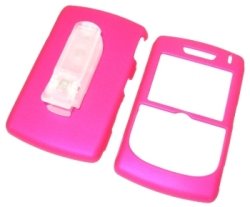Rim BlackBerry 8800 PDA Smart Phone Rubberize Magenta Snap-On Crystal Protective Case Cover with Removable Belt Clip