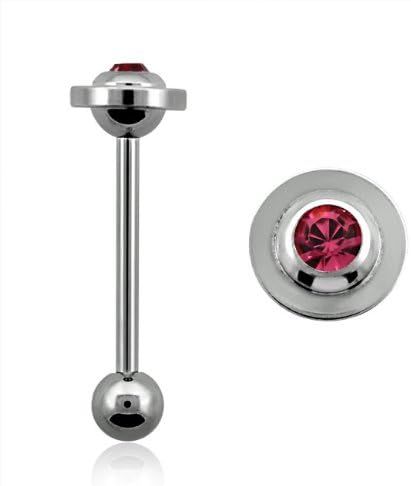 Surgical Steel Pink Crystal Saturn Barbell (14g, 5/8)