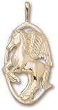 Pegasus In Oval Charm/Pendant -14K/10K, Stainless Steel or Gold Plated
