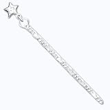 Sterling Silver 10 inch Hollow Polished 3-Dimensional CZ (Cubic Zirconia) Star Anklet - 10 inch