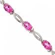 Pink Topaz & Diamond Bracelet in Ribbon Accented White Gold