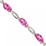 New White Gold Bracelet Pink Topaz & Diamond Gemstones