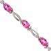 White Gold Tennis Bracelet with Pink Topaz and Diamonds