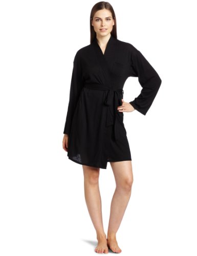 Josie by Natori Sleepwear Women's Kumo Wrap Robe, Black, Medium