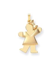 14k Puffed Girl with Bow on Right Engravable Charm