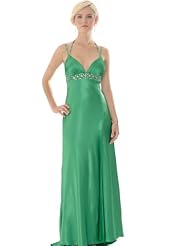 Beaded Slit Polyester/Satin/Silk Evening Dress/Prom Dress 