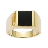 18K Gold Plated Black Onyx Signet Ring