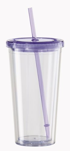 Oggi 20-Ounce Double Walled Purple Lid