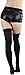 ToBeInStyle Women’s Spooky Skeleton Leg Bones Print Thigh High Stockings w/Rose