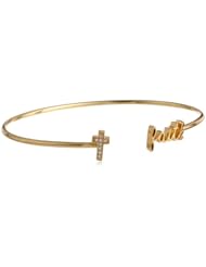 Brass Side Faith Cross Cuff Bracelet; 2.75"