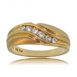 14K Yellow Gold Mens Diamond Ring Wedding Band -1/4CTTW