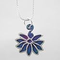 Patina Lotus Pendant in Sterling Silver on a 16" Box Chain, #9146